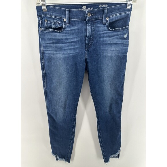 7 For All Mankind Denim - Seven For All Mankind High Waist Ankle Skinny Jeans Womens 28 Blue Denim Stretch